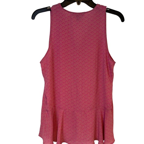 Banana Republic Blouse Womens Small Pink Barbie Hi Low Ruffle Sleeveless - Picture 10 of 12